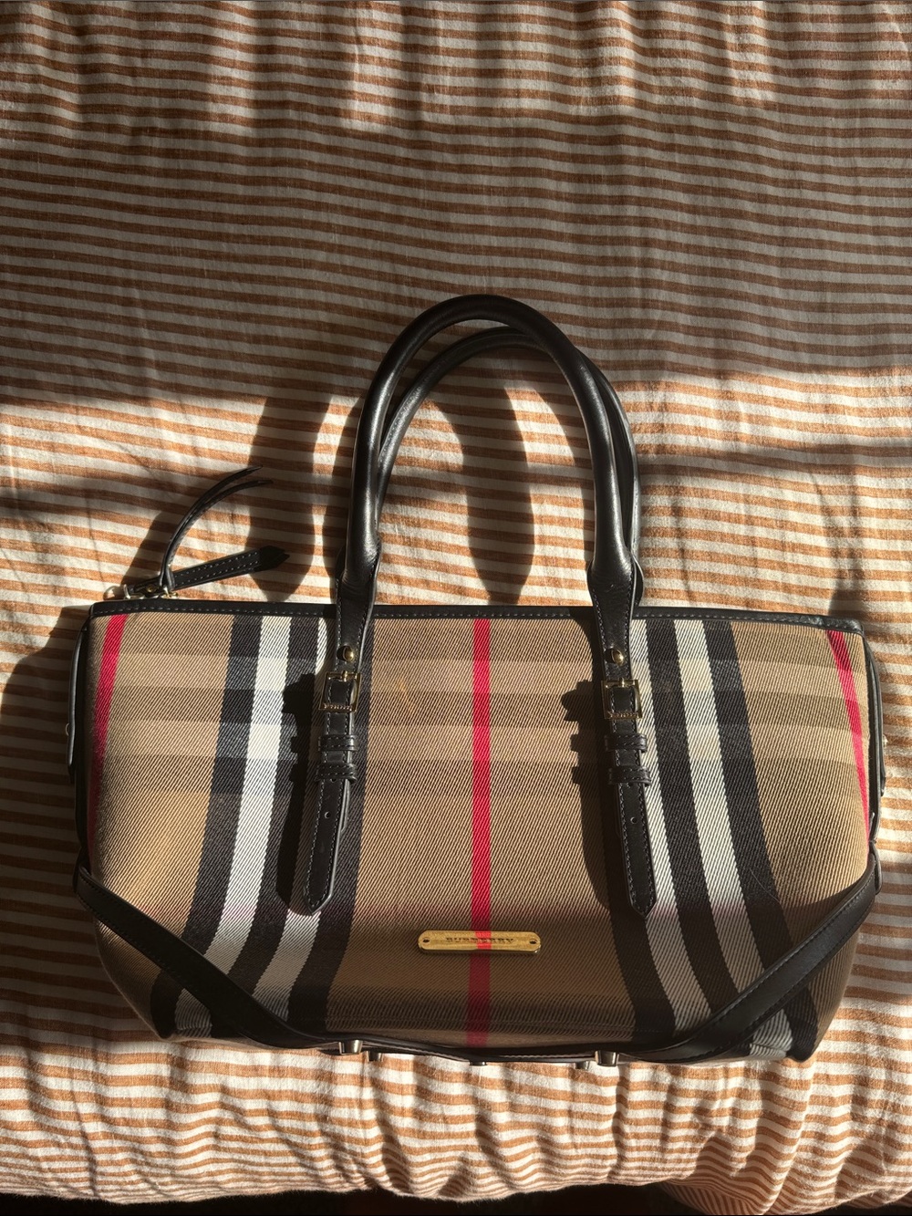 Tote Classic Plaid Barrel Satchel Handbag with Shoulder Strap